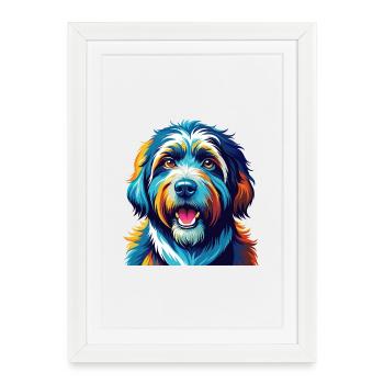 Chien de berger catalan race coloré dessin animé kawaii - Affiche encadrée (27 × 37 cm) - blanc - Devant