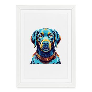 Chesapeake Bay Retriever Chien Race Dessin animé Kawaii - Affiche encadrée (27 × 37 cm) - blanc - Devant