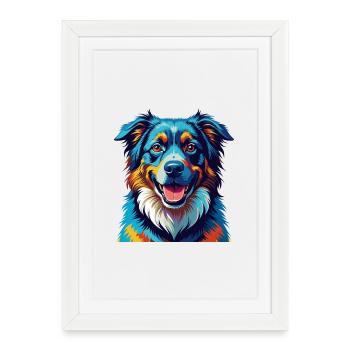 Caucasian Shepherd Dog Breed Cartoon Kawaii - Framed poster (27 × 37 cm) - white - Front