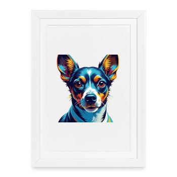 Decker Rat Terrier Hunderasse Karikatur Kawaii - Gerahmtes Poster (27 × 37 cm) - Weiß - Vorne
