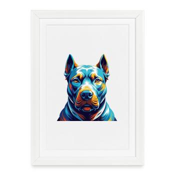 Dogue Argentino Chien Race Coloré Dessin Animé Kawaii - Affiche encadrée (27 × 37 cm) - blanc - Devant