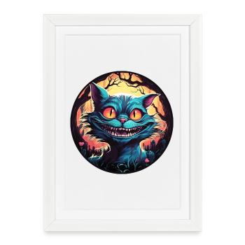 Chat du Cheshire Alice au pays des merveilles Cercle - Affiche encadrée (27 × 37 cm) - blanc - Devant