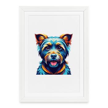 Norfolk Terrier Dog Breed Colorful Cartoon Kawaii - Framed poster (27 × 37 cm) - white - Front