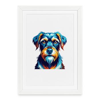 Mittelschnauze Dog Breed Colorful Cartoon Kawaii - Framed poster (27 × 37 cm) - white - Front