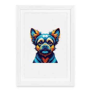 Lapinporokoira Dog Breed Colorful Cartoon Kawaii - Framed poster (27 × 37 cm) - white - Front