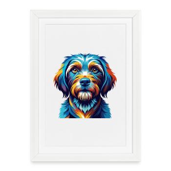 Griffon Fauve De Bretagne Race De Chien Dessin Animé Kawaii - Affiche encadrée (27 × 37 cm) - blanc - Devant