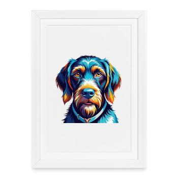 German Wirehaired Pointer Dog Breed Cartoon Kawaii - Framed poster (27 × 37 cm) - white - Front