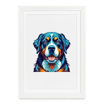Grand Bouvier Suisse Race Dessin Animé Kawaii - Affiche encadrée (27 × 37 cm) - blanc - Devant