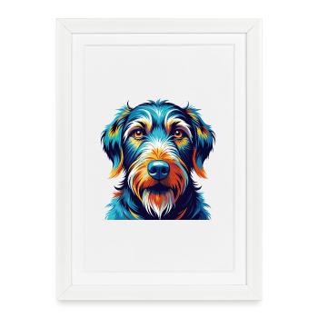 Istrian Wirehaired Hound Dog Breed Cartoon Kawaii - Framed poster (27 × 37 cm) - white - Front