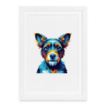 Miniature Fox Terrier Chien Race Dessin Animé Kawaii - Affiche encadrée (27 × 37 cm) - blanc - Devant