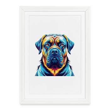 Dogue belge Chien Race Coloré Dessin animé Kawaii - Affiche encadrée (27 × 37 cm) - blanc - Devant