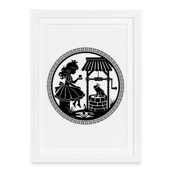 Magical silhouette princess and frog prince - Framed poster (27 × 37 cm) - white - Front