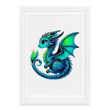 Dragon - Affiche encadrée (27 × 37 cm) - blanc - Devant