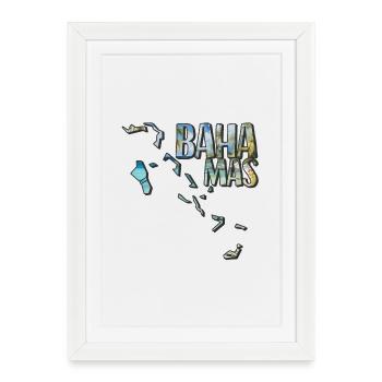 Watercolor Map Bahamas - Framed poster (27 × 37 cm) - white - Front