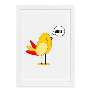 DRAPEAU DU PAYS ESPAGNE OISEAU ESPAGNOL - Affiche encadrée (27 × 37 cm) - blanc - Devant