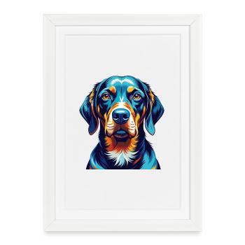 Black And Tan Coonhound Dog Breed Cartoon Kawaii - Framed poster (27 × 37 cm) - white - Front