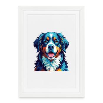Bouvier Bernois Race Coloré Dessin Animé Kawaii - Affiche encadrée (27 × 37 cm) - blanc - Devant