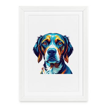 Burgos pointeur chien race coloré dessin animé kawaii - Affiche encadrée (27 × 37 cm) - blanc - Devant