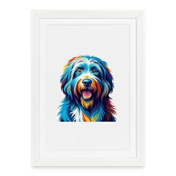 Bergamasco Chien Race Coloré Dessin Animé Kawaii - Affiche encadrée (27 × 37 cm) - blanc - Devant