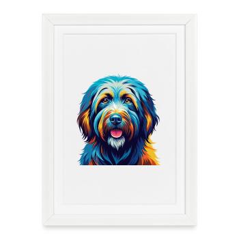 Bergamasco Shepherd Dog Breed Cartoon Kawaii - Framed poster (27 × 37 cm) - white - Front