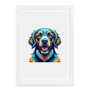 Cao De Seo Miguel Race Chien Dessin Animé Kawaii - Affiche encadrée (27 × 37 cm) - blanc - Devant