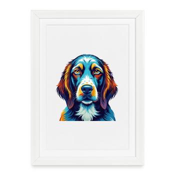 Bracco Italiano Race Chien Coloré Dessin Animé Kawaii - Affiche encadrée (27 × 37 cm) - blanc - Devant