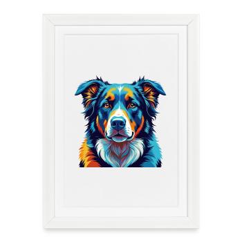Chien de berger d’Asie centrale Race Dessin animé Kawaii - Affiche encadrée (27 × 37 cm) - blanc - Devant