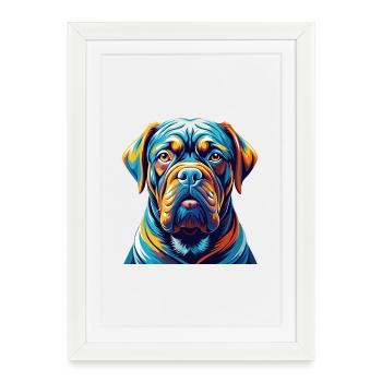 Dogue De Bordeaux Chien Race Dessin Animé Kawaii - Affiche encadrée (27 × 37 cm) - blanc - Devant