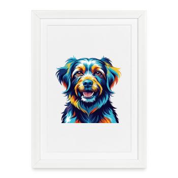 Cao De Gado Transmontano Race Chien Dessin Animé Kawaii - Affiche encadrée (27 × 37 cm) - blanc - Devant