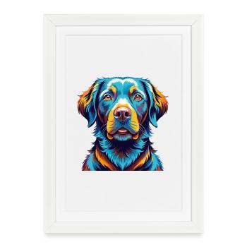 Chesapeake Bay Retriever Chien Race Dessin animé Kawaii - Affiche encadrée (27 × 37 cm) - blanc - Devant