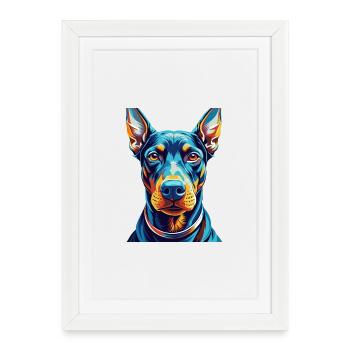 Doberman Pinscher Dog Breed Cartoon Kawaii - Framed poster (27 × 37 cm) - white - Front