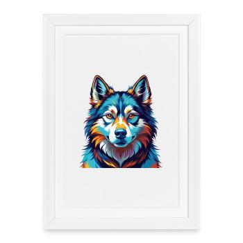 Sibérie orientale Laïka race de chien dessin animé Kawaii - Affiche encadrée (27 × 37 cm) - blanc - Devant
