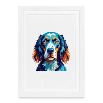 English Setter Dog Breed Colorful Cartoon Kawaii - Framed poster (27 × 37 cm) - white - Front