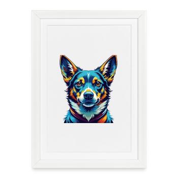 Carolina Dog Breed Colorful Cartoon Kawaii - Framed poster (27 × 37 cm) - white - Front