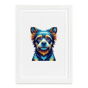 Braque du Bourbonnais Chien Race Dessin Animé Kawaii - Affiche encadrée (27 × 37 cm) - blanc - Devant