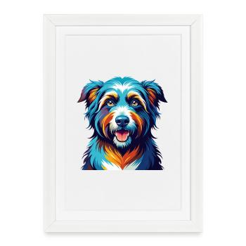Chien de berger roumain race coloré dessin animé Kawaii - Affiche encadrée (27 × 37 cm) - blanc - Devant