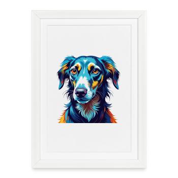 Old Croatian Sighthound Dog Breed Cartoon Kawaii - Framed poster (27 × 37 cm) - white - Front
