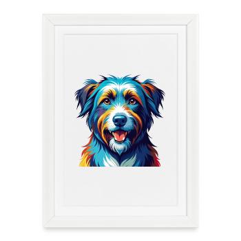 Berger des Pyrénées Race Dessin animé Kawaii - Affiche encadrée (27 × 37 cm) - blanc - Devant