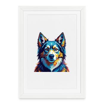 Russian European Laika Dog Breed Cartoon Kawaii - Framed poster (27 × 37 cm) - white - Front