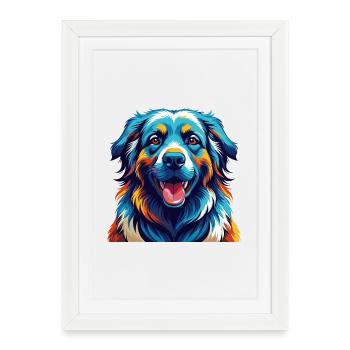 Chien de berger polonais Dessin animé Kawaii - Affiche encadrée (27 × 37 cm) - blanc - Devant
