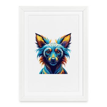 Péruvien Inca Orchidée Chien Race Dessin Animé Kawaii - Affiche encadrée (27 × 37 cm) - blanc - Devant