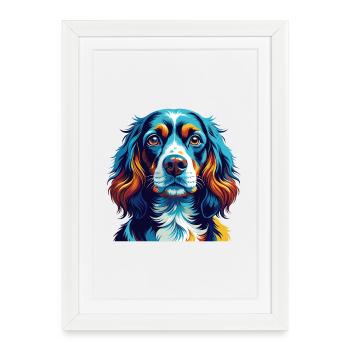 Epagneul Chien Race Coloré Dessin Animé Kawaii - Affiche encadrée (27 × 37 cm) - blanc - Devant