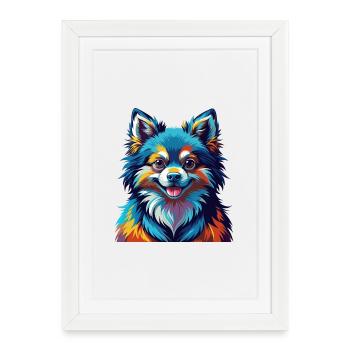 Jouet Allemand Spitz Chien Race Coloré Dessin Animé Kawaii - Affiche encadrée (27 × 37 cm) - blanc - Devant