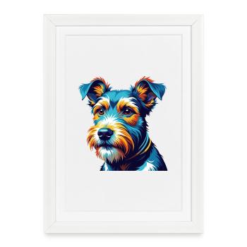 Fil Fox Terrier Chien Race Coloré Dessin Animé Kawaii - Affiche encadrée (27 × 37 cm) - blanc - Devant