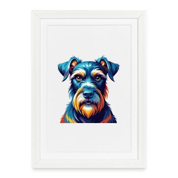 Schnauzer standard race de chien dessin animé Kawaii - Affiche encadrée (27 × 37 cm) - blanc - Devant