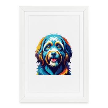 Tibetan Terrier Dog Breed Colorful Cartoon Kawaii - Framed poster (27 × 37 cm) - white - Front
