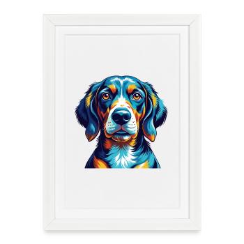 Chien courant de Transylvanie Race Dessin animé Kawaii - Affiche encadrée (27 × 37 cm) - blanc - Devant