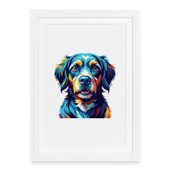 Tyroler Bracke Chien Race Coloré Dessin Animé Kawaii - Affiche encadrée (27 × 37 cm) - blanc - Devant