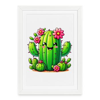 Cactus - Affiche encadrée (27 × 37 cm) - blanc - Devant