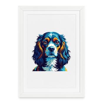 Norfolk Spaniel Dog Breed Colorful Cartoon Kawaii - Framed poster (27 × 37 cm) - white - Front